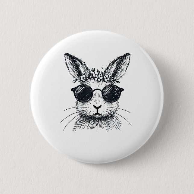 Sonniges Gesicht mit Blume Kronenfest Frauentag Button (Vorderseite)