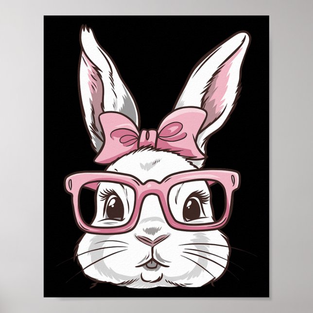 Sonniges Gesicht mit rosafarbenen Sungles Bow Kraw Poster (Vorne)