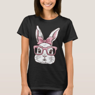 Sonniges Gesicht mit rosafarbenen Sungles Bow Kraw T-Shirt