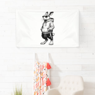 Sonniges Gesicht mit Sonnenbrille Happy Ostertag Banner