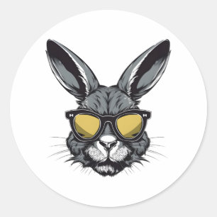 Sonniges Gesicht mit Sonnenbrille Ostertag für Jun Runder Aufkleber