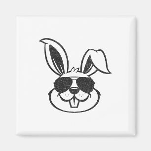 Sonniges Gesicht mit Sungles Rabbit Osterjungs Män Magnet