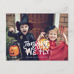 Sonniges Halloween heute Abend fliegen wir Trick o Postkarte