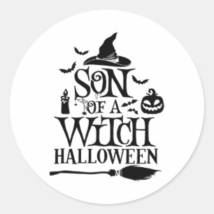 Sonniges Halloween Sohn eines Hexenjungen Runder Aufkleber