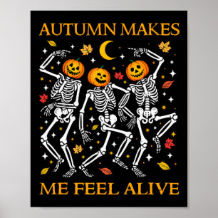 Sonniges Halloween tanzende Skelette Herbst Poster