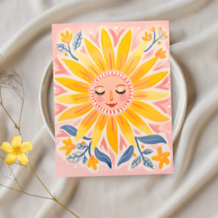 Sonniges Lächeln: Whimsical Sonnenblume Postcard Postkarte