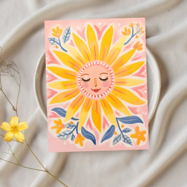 Sonniges Lächeln: Whimsical Sonnenblume Postcard Postkarte (Von Creator hochgeladen)