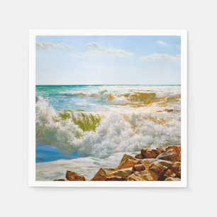 Sonniges Meer mit donnernden Wellen Serviette
