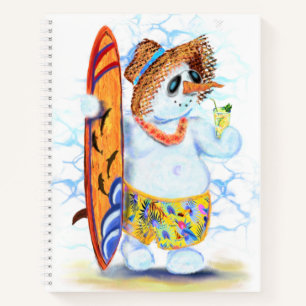 Sonniges Notebook mit Snowman Surfer Notizbuch