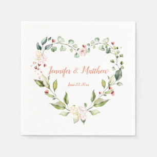 Sonniges Peach Pink Herzkranz Hochzeit Napkins Serviette