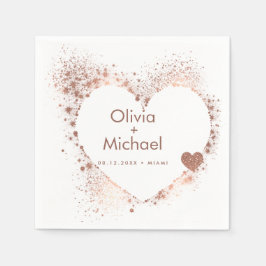Sonniges Peach Pink Herzkranz Hochzeit Napkins Serviette