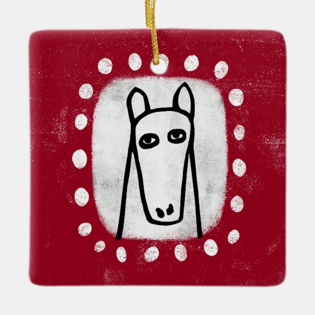 Sonniges Pferd am Roten Ornament (Vorderseite)