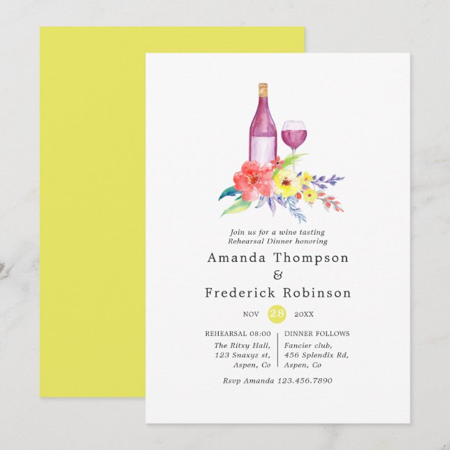 Sonniges Probe Abendessen Weinkultur und Erde Einladung (Vorne/Hinten)