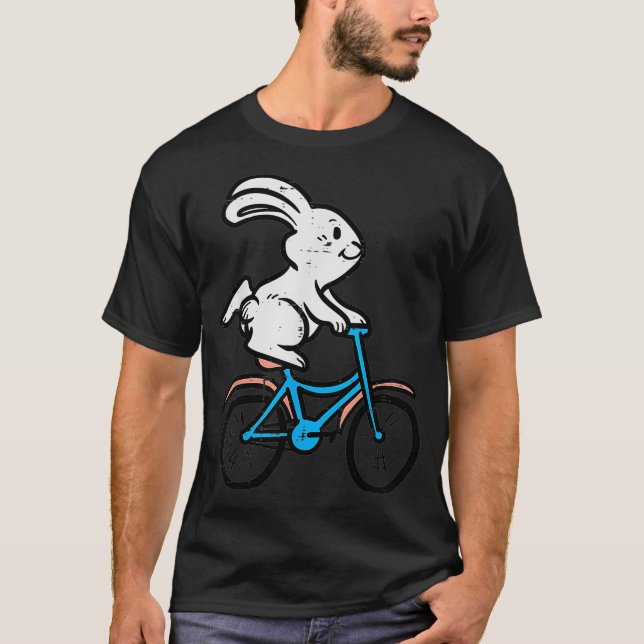 Sonniges Reiten Fahrrad Niedlich Ostern Kaninchen  T-Shirt (Vorderseite)