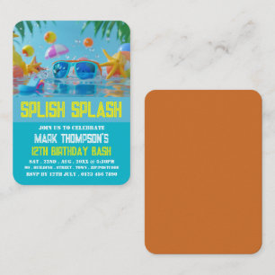 Sonniges Schwimmbad, Pool Party Geburtstag Handout Visitenkarte