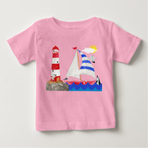 Sonniges Segeln Ozean-Abenteuer Segelboot Leuchttu Baby T-shirt