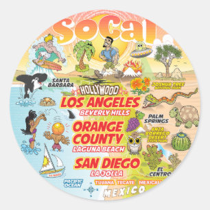Sonniges SoCal Runder Aufkleber