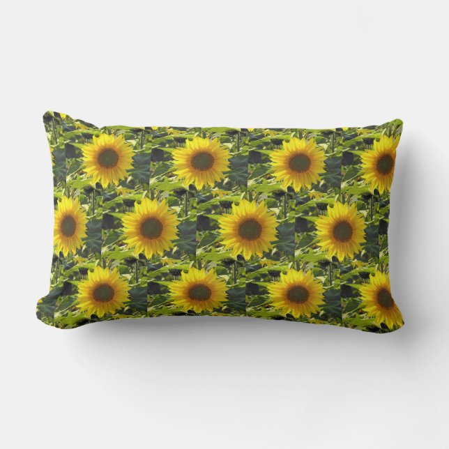 Sonniges Sonnenblumenfeld Lendenkissen (Vorderseite)