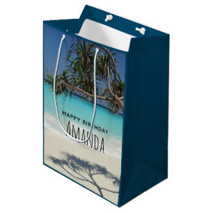 Sonniges Tropical Beach Ocean Paradise Geburtstag Mittlere Geschenktüte