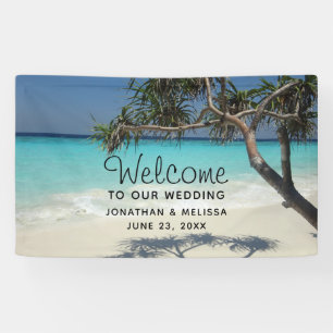 Sonniges Tropical Beach Ocean Paradise Hochzeit Banner