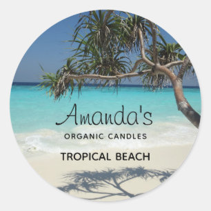 Sonniges tropisches Strandparadies Candle oder Sei Runder Aufkleber