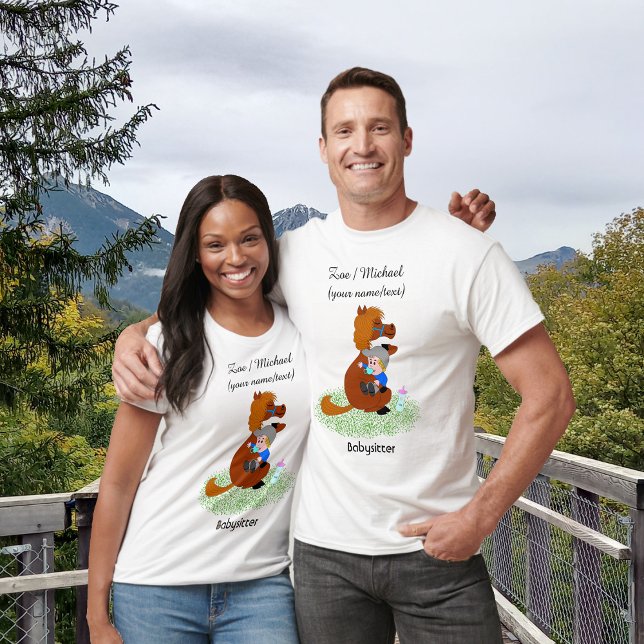 Sonniges und niedliches Pony mit Baby - Babysitter T-Shirt (Von Creator hochgeladen)