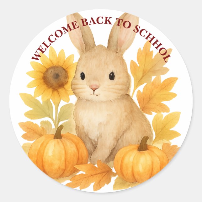Sonniges Willkommen zurück in der Schule Runder Aufkleber (Vorderseite)