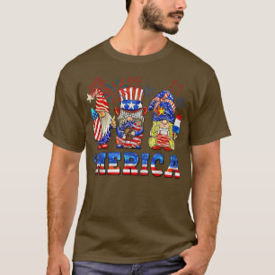 Sonntag, 4. Juli Gnome Merica Feuerwerk Sonnenblum T-Shirt