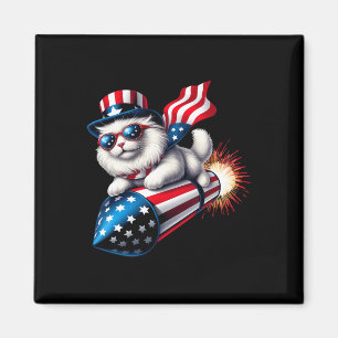 Sonntag, 4. Juli Patriotische Katzenrakete mit Fir Magnet