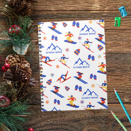 Sonntag Fluss Maine Ski Snowboard Muster Notizblock