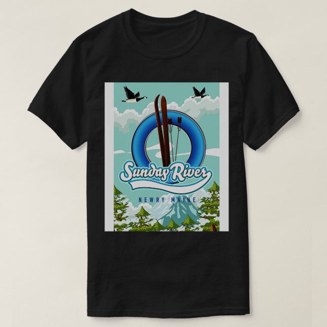 Sonntag Fluss Newry Maine Skifahrplakat T-Shirt (Design vorne)