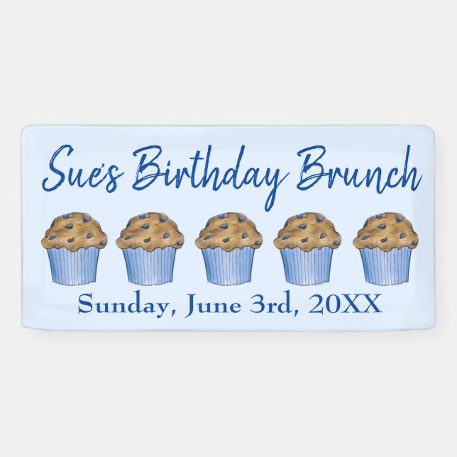 Sonntag Frühstück Brunch Party Blueberry Muffin Banner (Horizontal)