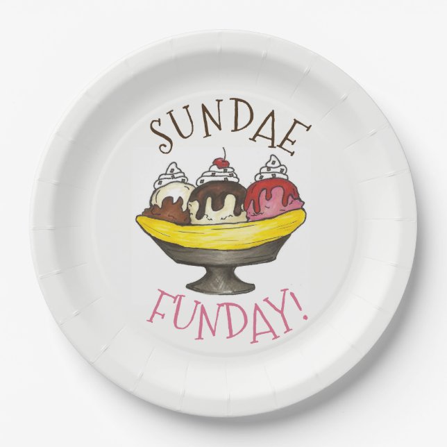 SONNTAG FUNDAY Banana Split Ice Pappteller (Vorderseite)