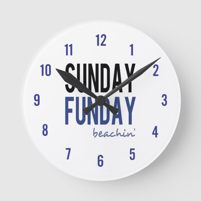 Sonntag Funday Beachin' Runde Wanduhr (Vorderseite)