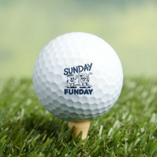 Sonntag Funday Golf Lustiges Golfen Golfer Retro Golfball