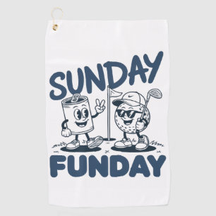 Sonntag Funday Golf Lustiges Golfen Golfer Retro Golfhandtuch
