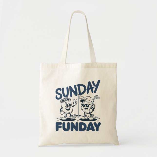 Sonntag Funday Golf Lustiges Golfen Golfer Retro Tragetasche (Vorne)