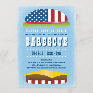 Sonntag Funday Patriotic Burger Barbecue Einladung