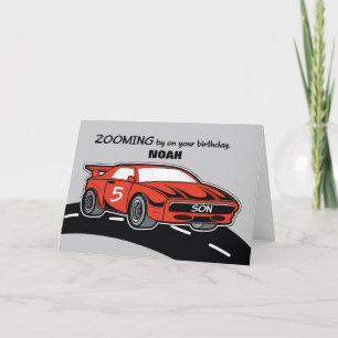 Sonntag im Alter von 5 Jahren Red Sports Car Karte