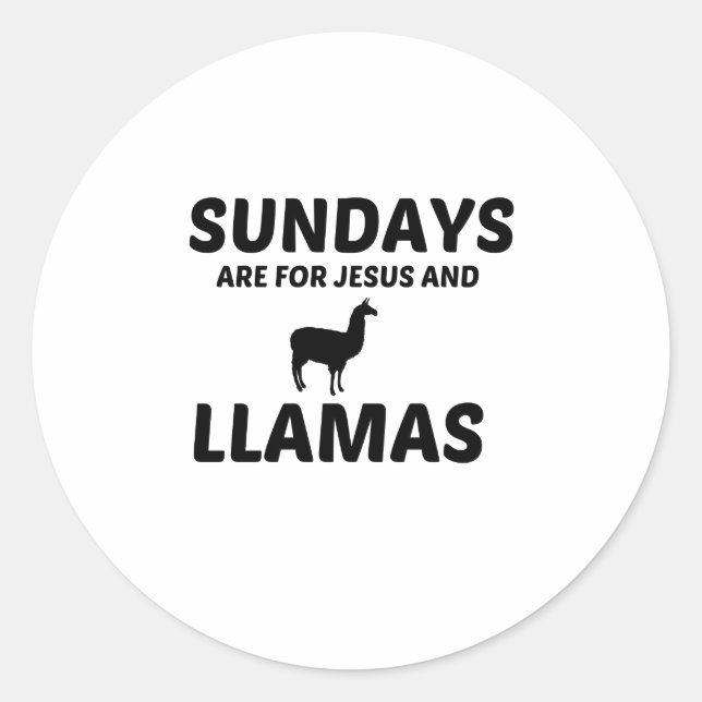 SONNTAG LLAMA UND JESUS RUNDER AUFKLEBER (Vorderseite)