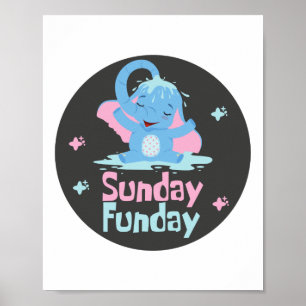 Sonntag lustiger Tag Kawaii lustige blaue Elefante Poster