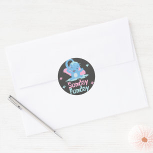 Sonntag lustiger Tag Kawaii lustige blaue Elefante Runder Aufkleber