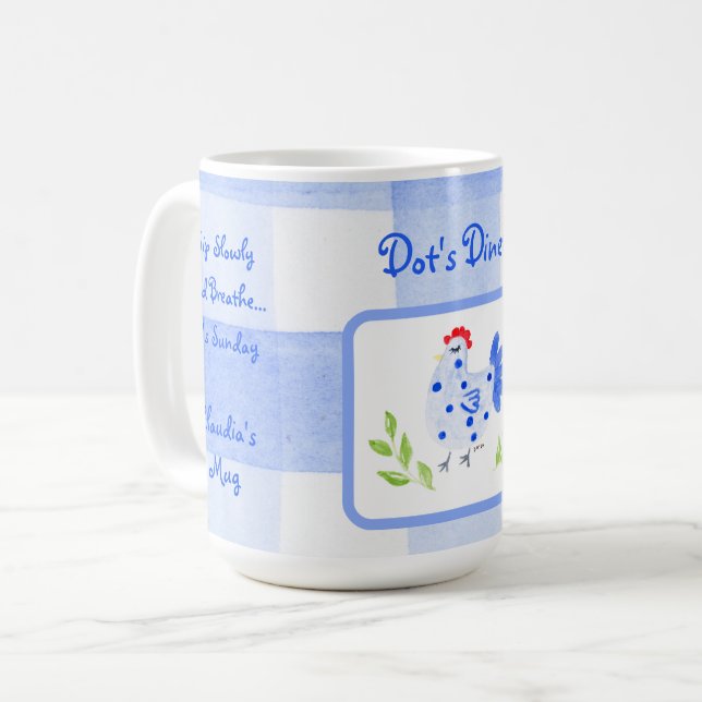 Sonntag - personalisierbare Wasserfarbe Blaues Huh Kaffeetasse (Vorderseite Links)