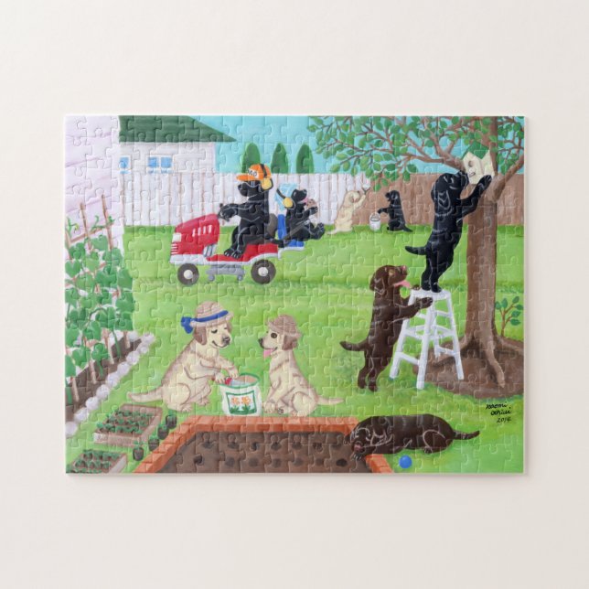 Sonntags-Spaß Labradors Malerei Puzzle (Horizontal)