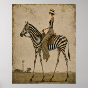 Sonntagsausflug auf einem Zebra Poster