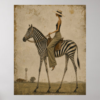 Sonntagsausflug auf einem Zebra Poster