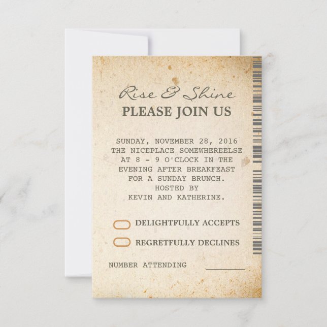 Sonntagsbrunch Zusätzliche Hochzeitskarten Einladung (Vorderseite)