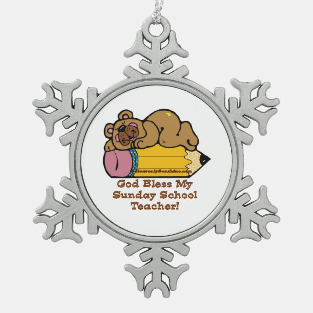 Sonntagsschullehrer Schneeflocken Zinn-Ornament (Vorderseite)