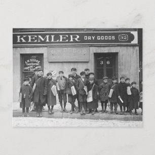 Sonntagszeitungen austragen, 1909 postkarte