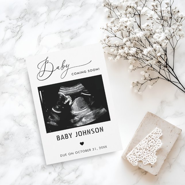 Sonogram Baby kommt bald Schwangerschaftsankündigu Einladung (Von Creator hochgeladen)